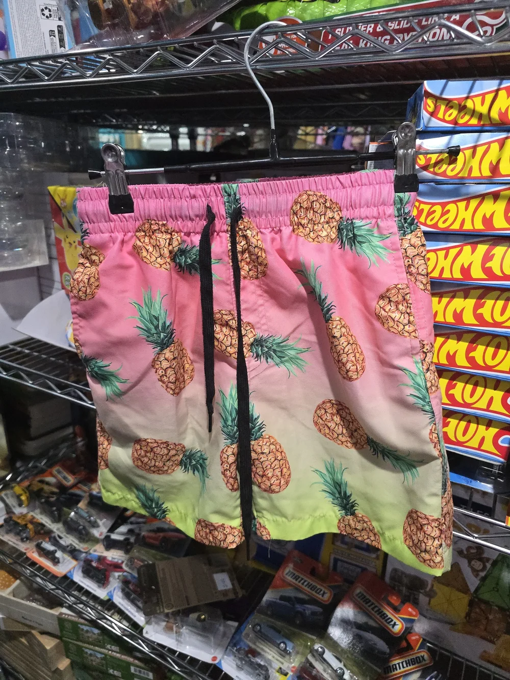 Kids Size 7 Pineapple Print Pink Gradient Elastic Waist Shorts